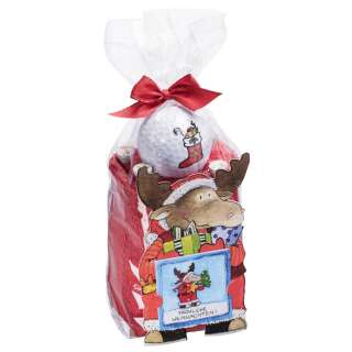 Caddytuch-Rolle rot Elch mit Ball, Tees und Pitchgabel