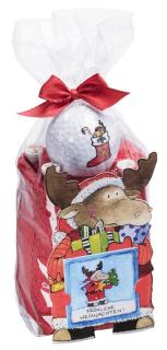 Caddytuch-Rolle rot Elch mit Ball, Tees und Pitchgabel