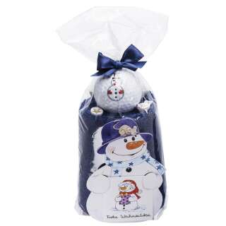 Caddytuch-Rolle blau Schneemann mit Ball, Tees und Pitchgabel