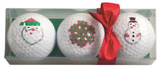 Golfbälle mit Nikolaus/Schneemann/Schneeflocke