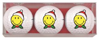 Golfbälle mit Smiley Happy Christmas