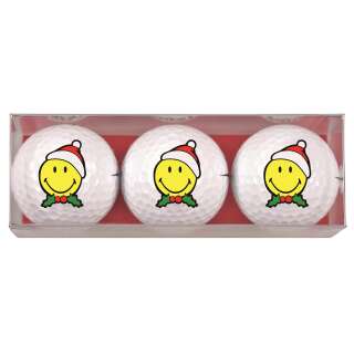 Golfbälle mit Smiley Happy Christmas