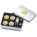Geschenkbox Smiley mit Golfbällen, Pitchgabel und...