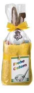 Caddytuch-Rolle Osterhase und Karte mit Ball, Tees und Pitchgabel