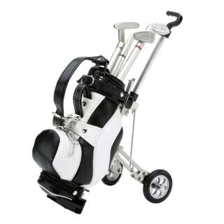 Ledergolftasche auf Caddywagen