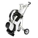 Ledergolftasche auf Caddywagen