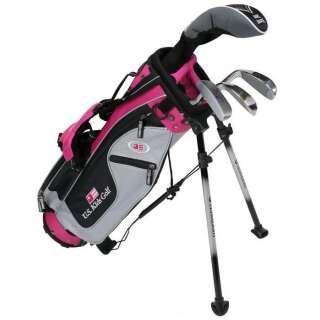 U.S. Kids 2016 Ultralight 42 4-Club Stand Bag Set Graphit Silber/Schwaz/Pink Bag