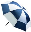 Golfschirm Windcutter mit Windschlitz blau / weiss