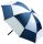 Golfschirm Windcutter mit Windschlitz blau / weiss