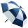 Golfschirm Windcutter mit Windschlitz blau / weiss